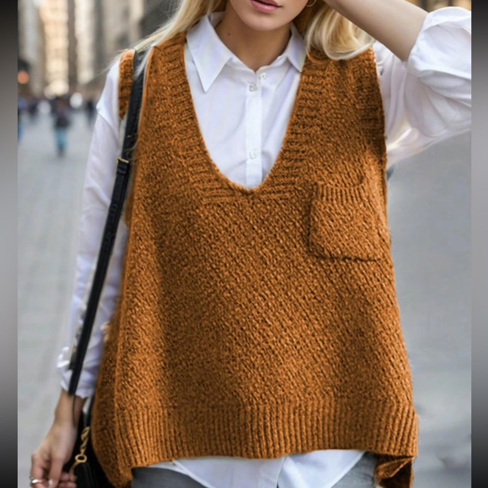 Women's Brown Knit Sweater Vest